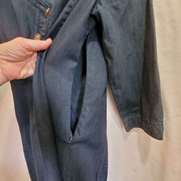Boden Denim Shirt Dress Shift Womens 4 Dark Wash Long Sleeve Casual Button Knee - Picture 6 of 13
